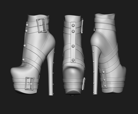 7 ayarlamak moda kolye bayanlar ayakkabı half boots 3d model toplamak stil terlik bale koruma ayak bot 3dshoes bjdshoes baskı ayakkabıları 3d print model - Mito3D
