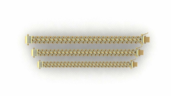 7 size cuban link chain bracelets necklace 3d print model jewelry jewellery gold silver sterling bracelet miami cubanlink baguette jewel monacochain chocker gem diamond ring 3d print model - Mito3D