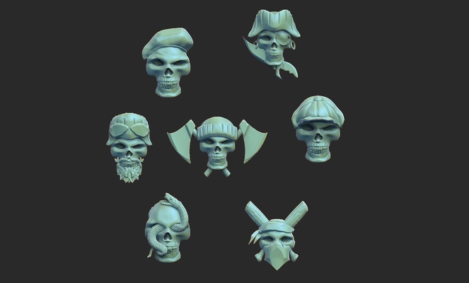 7 skulls jewelry skull 3d print model - Mito3D
