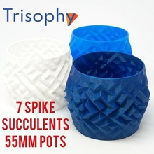 7 spike pot set - 55mm diameter succulent vase plant low poly design art flower 3d print model - Mito3D