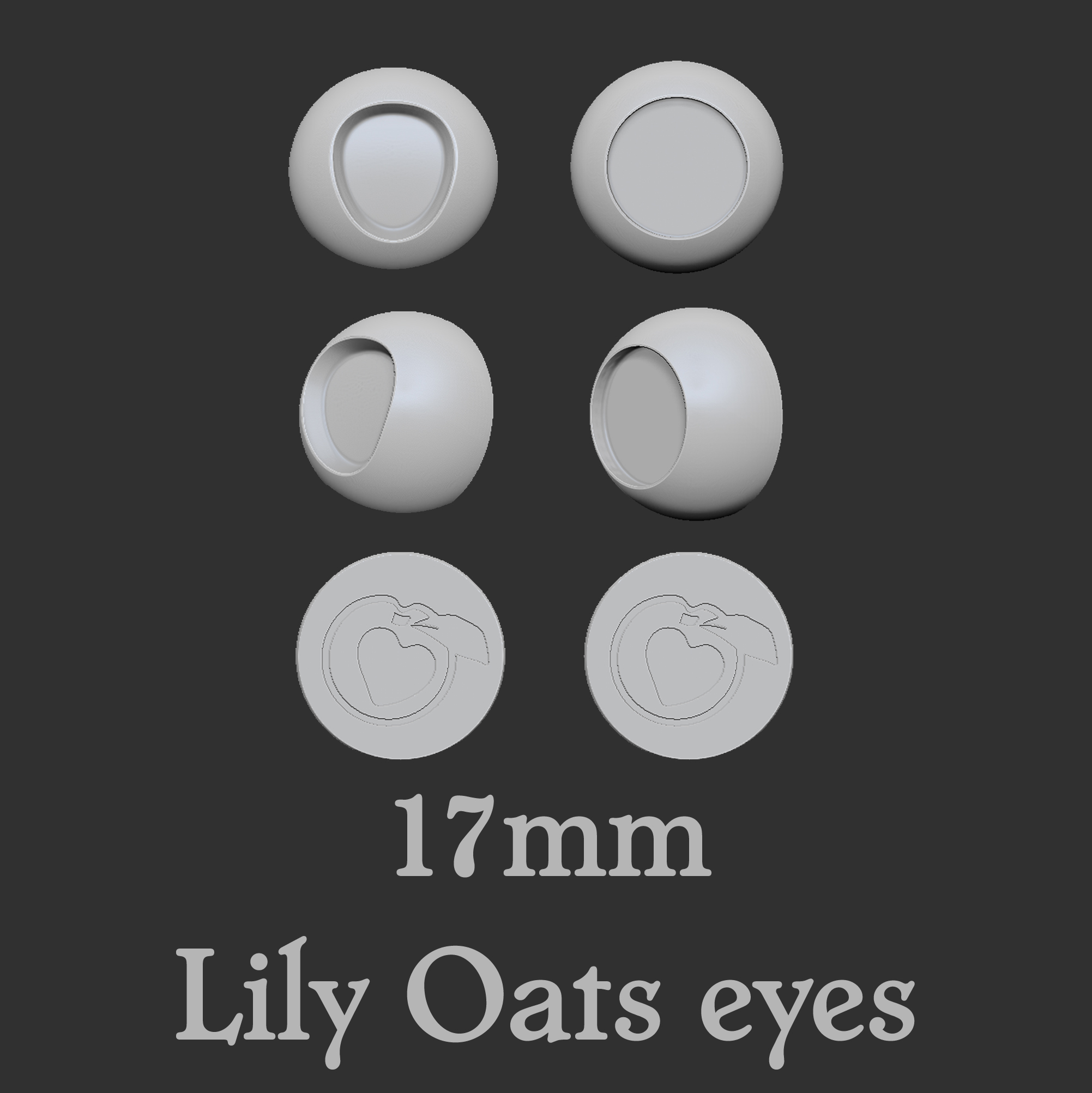 7mm Lilie Hafer Anime Auge verschiedene bjd Puppe Ball verbunden Augen 3D print model - Mito3D