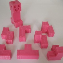 7-pieza de rompecabezas bloque minecraft estilo varios 3d print model - Mito3D
