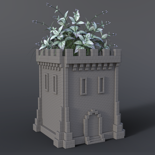 8-bit medieval tower planter plantersxcults plant flowerpot vase pot flower 3d print model - Mito3D