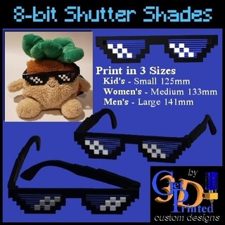8 bit shutter shades retro sunglasses 1980s gamer costume 8bit 8-bit pixel pixels glasses nintendo atari gaming video games game gameboy nes 3d print model - Mito3D