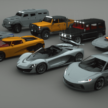 8 voitures art voiture véhicule roue conception course moderne sport lamo mercedes blindé camion Lamborghini 8cars vite rapide vitesse SUV 3d print model - Mito3D