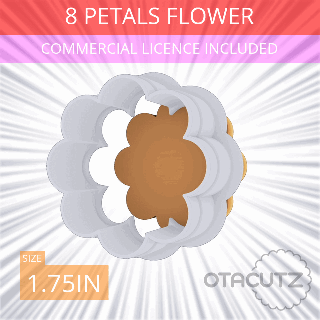 8 taç yapraklar çiçek kurabiye kesici 175in 44cm fondan kalıbı Cortador galletalar biscoito Kurabiye ticari kullanım Ayarlamak temel şekil anne gün ilkbahar 3d print model - Mito3D