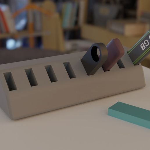 8 ports USB titulaire soutien gadget bâton 3D print model - Mito3D