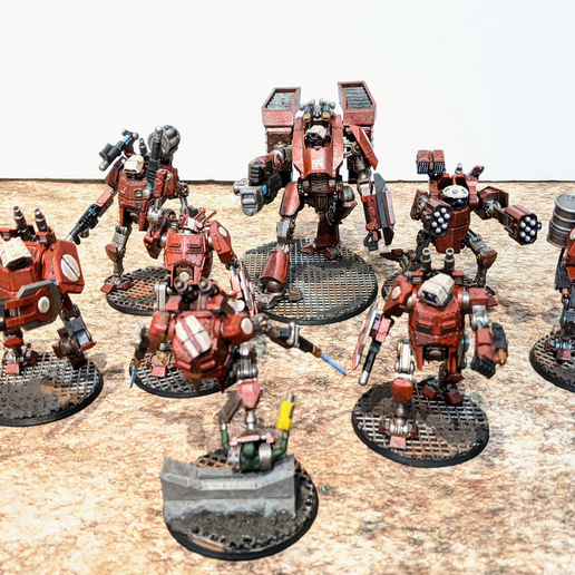 8 Besondere Charakter Schlachtanzug Hilfskräfte 40k Terrain Fahrzeug Miniatur Grimdark sci fi industriell futuristisch Post apokalyptisch Modell Kit Tau Kaiserliche bewachen gue'vesa Mecha xv8 3D print model - Mito3D