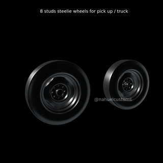 8 studs steelie wheels pick truck custom diecast kustom rc r c slot model kit rim wheel 3d print model - Mito3D