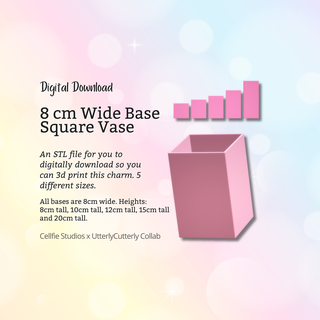 8cm wide base square vase stl file - digital download -5 sizes- homeware minimalist modern design Home planter home decor furnishings pot tub container jewellery dish jewelry trinket boho 3d print model - Mito3D