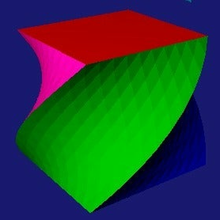 90 degré spirale cube déformé math_art 3d print model - Mito3D