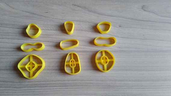 9 piezas conjunto polímero arcilla cortadores joyería joya cortador Arte pendientes collar esposas Moda 3d print model - Mito3D