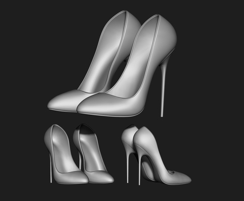 9 set fashionable pendant womens shoes half-boots 3d model collection fashion character clothing shoe wear apparel accessories art bow 3d print model - Mito3D