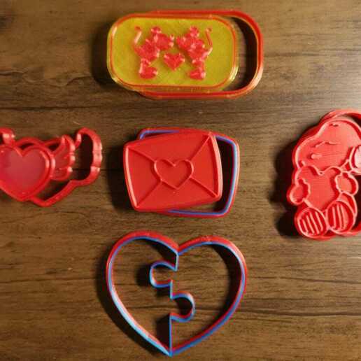 9 san valentin día Galleta cortador sello cortantes valiente amor enamorado amistad cortante marcador 3D print model - Mito3D