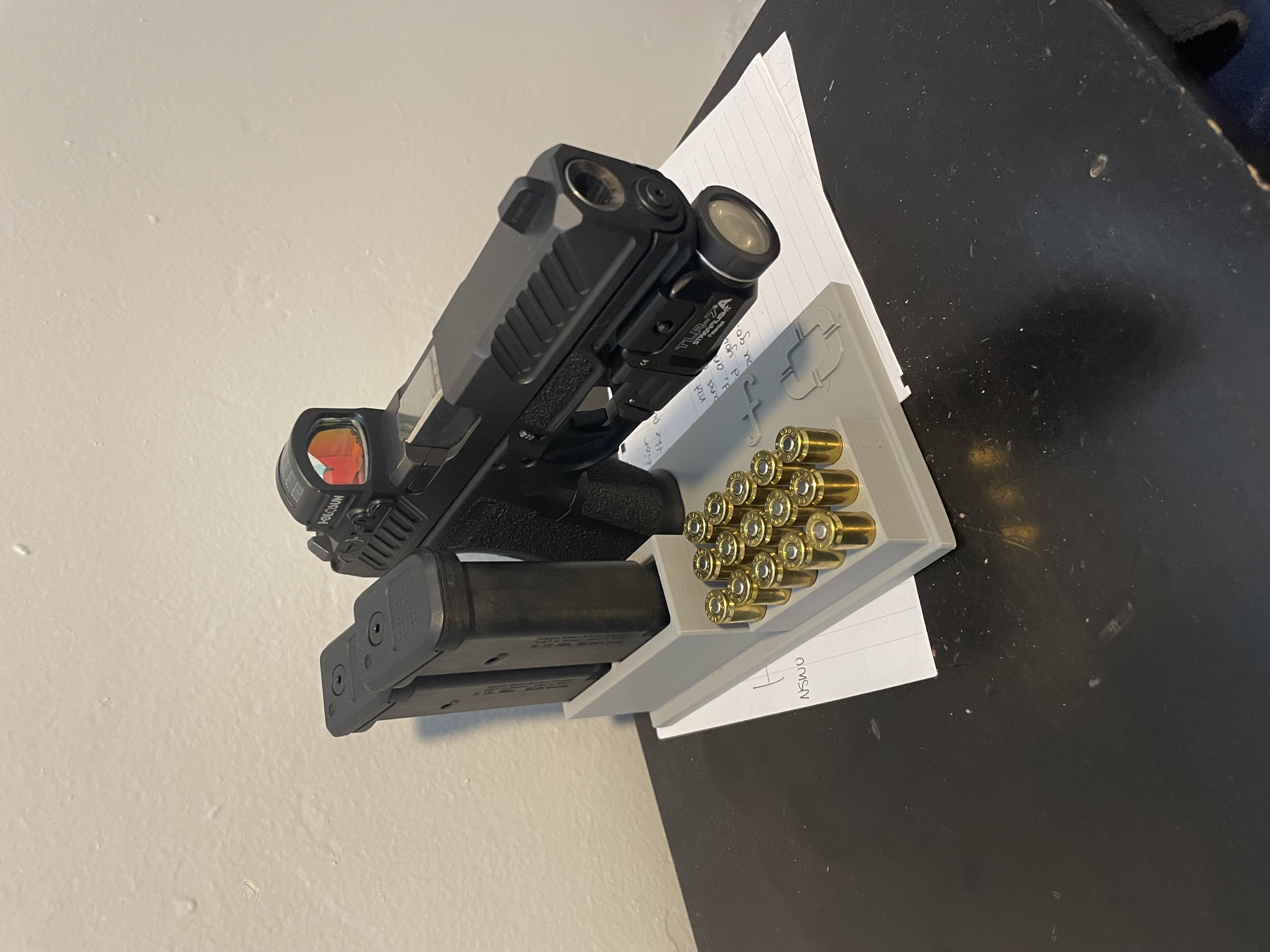 9mm pistol stand ammo magazine storage glock display gun firearm 3D print model - Mito3D