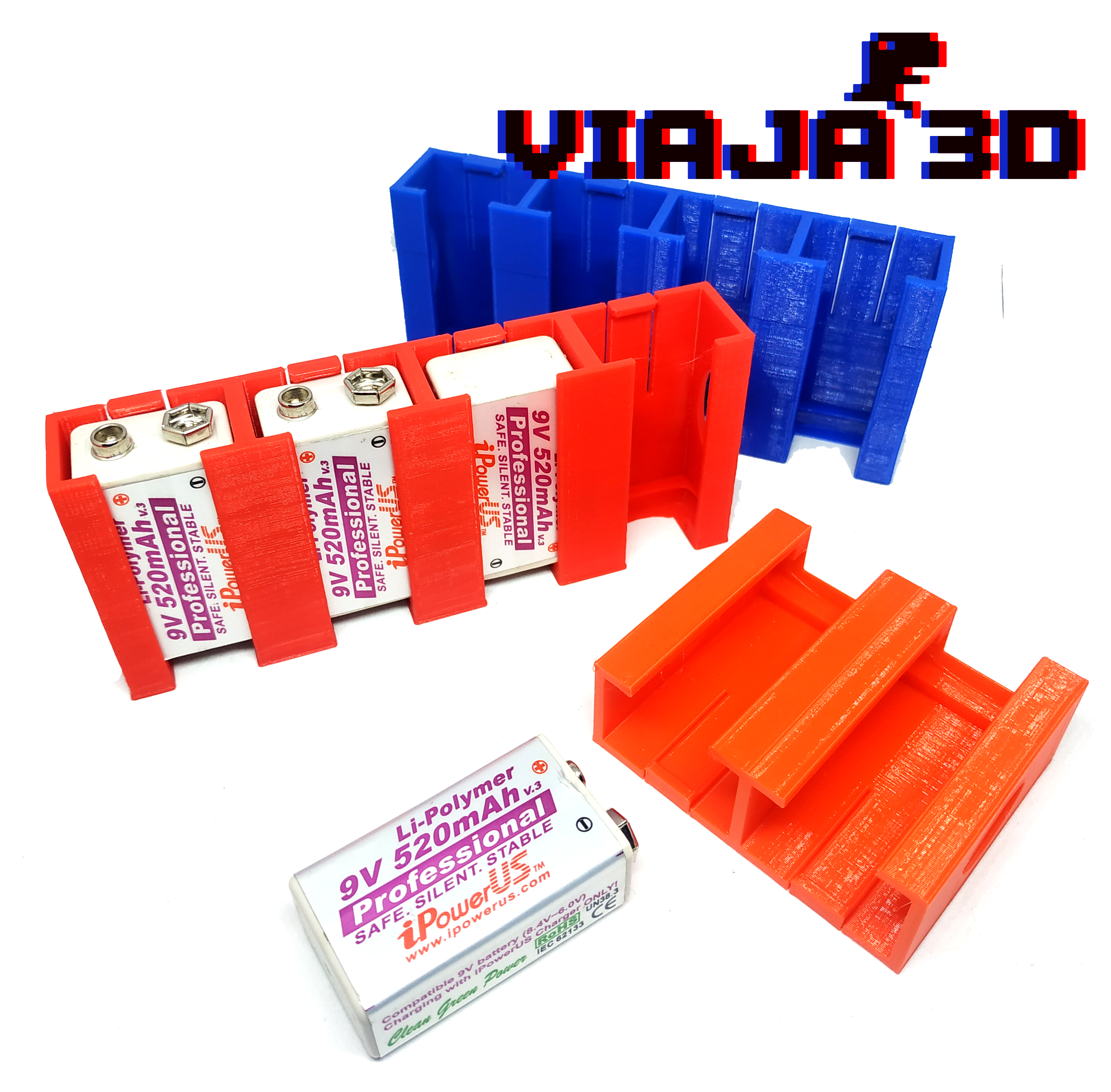 9v battery hoder Tools 9 volt batteries holder porta baterias pilas 3D print model - Mito3D