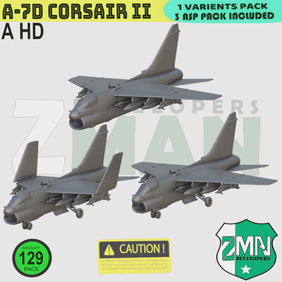 7d corsair ii v1 corsario 7h 7e 7c combatiente jet 1 200 resina sla fdm zmanora 3d impresión stl 144 72 87 3d print model - Mito3D