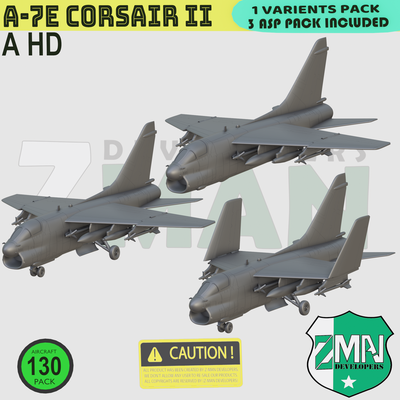 7e corsair ii v2 corsaire 7h 7d 7c combattant jet 1 200 résine sla fdm zmanora 3d impression stl 144 72 87 3d print model - Mito3D