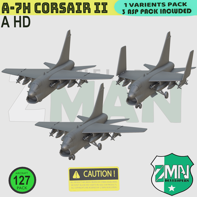 7h corsair ii v3 corsaire 7d 7e 7c combattant jet 1 200 résine sla fdm zmanora 3d impression stl 144 72 87 3d print model - Mito3D