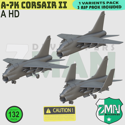 7k corsair ii v6 corsaire 7h 7d 7e 7c combattant jet 1 200 résine sla fdm zmanora 3d impression stl 144 72 87 3d print model - Mito3D