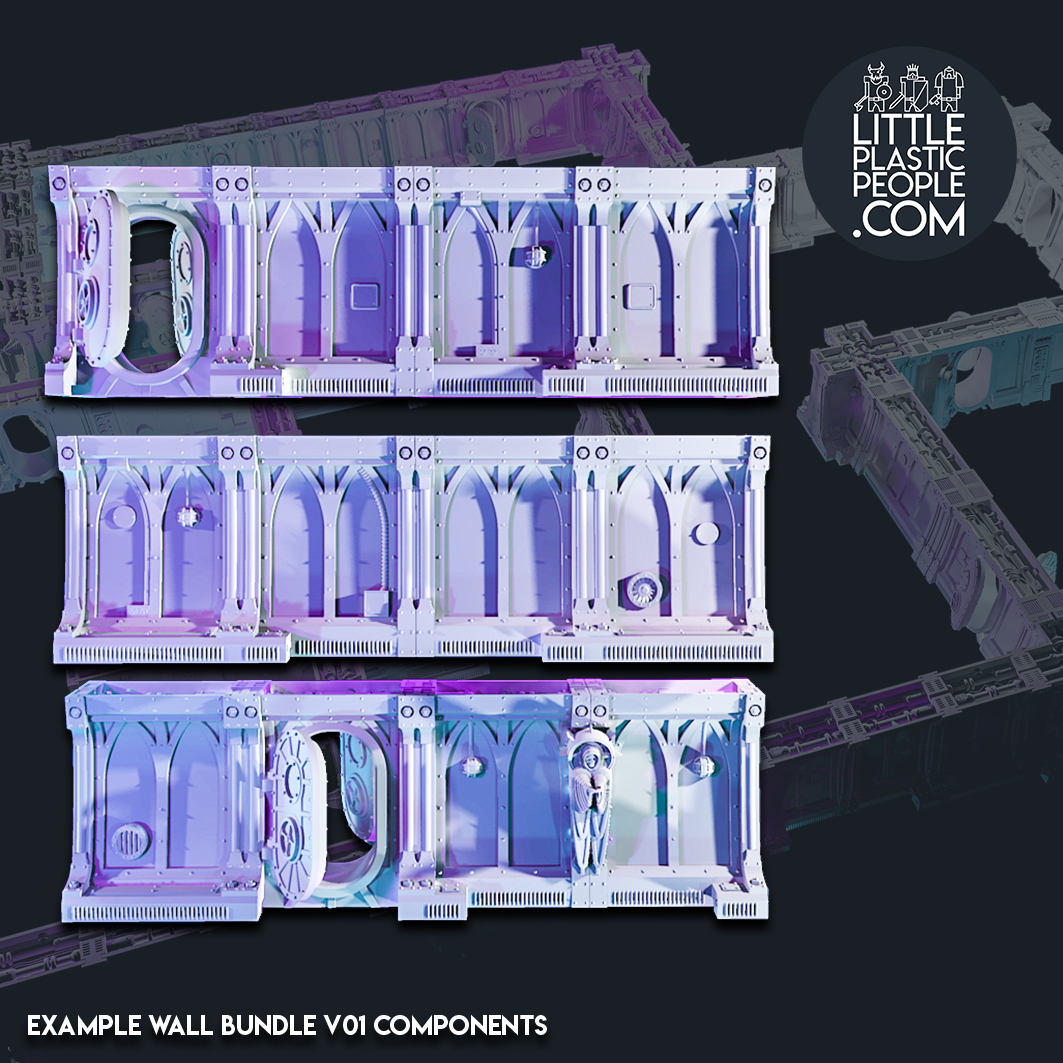 Bogen Wände bündeln v01 Wargaming Terrain Astro Umzug Kunst scifi sci fi 3D print model - Mito3D