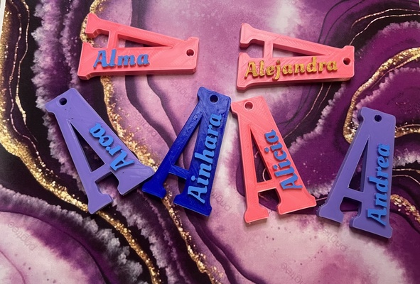 a de ander llavero keychain alfabeto abecedario escuela school llaveros llave key mochila luna 3d print model - Mito3D