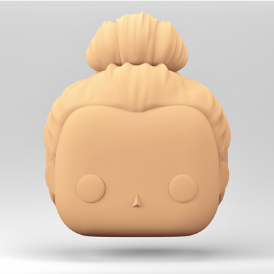 a female head in pop style bun hairstyle wh 6-6 art funko hairstyle 3d print model - Mito3D