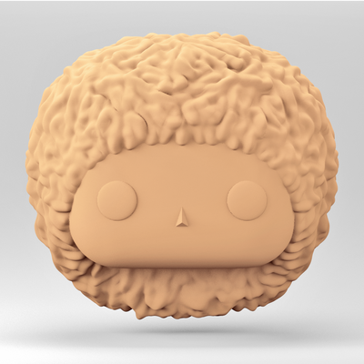 a female head in pop style curly hair wh 9-2 art funko 3d print model - Mito3D