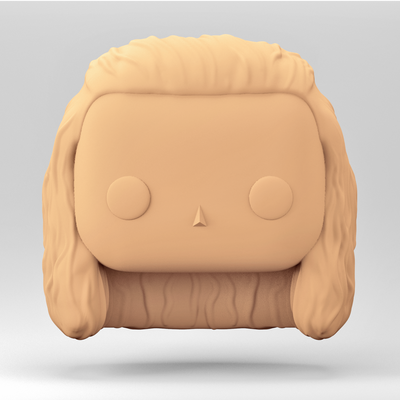 a female head in pop style long curly hair wh 3-11 art funko 3d print model - Mito3D