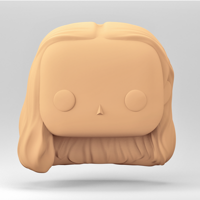 fêmea cabeça in pop estilo longo cabelo wh 1 8 arte funko 3d print model - Mito3D