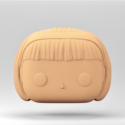 a female head in pop style short hair + hoop wh 8-12 art funko hoop bangs 3d print model - Mito3D