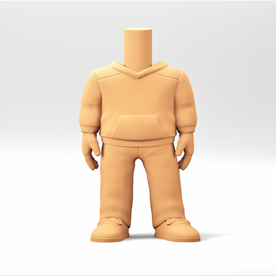a male body in funko pop style hoodie jeans mb 12 art toy outfit 3d print model - Mito3D