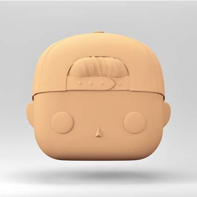 a male head in funko pop style cap backwards mh 5-10 art backwards 3d print model - Mito3D