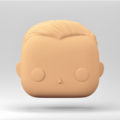 a male head in funko pop style comb hairstyle mh 3-11 art omb hairstyle 3d print model - Mito3D