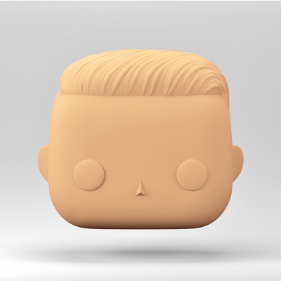 a male head in funko pop style comb hairstyle mh 3-12 art omb 3d print model - Mito3D