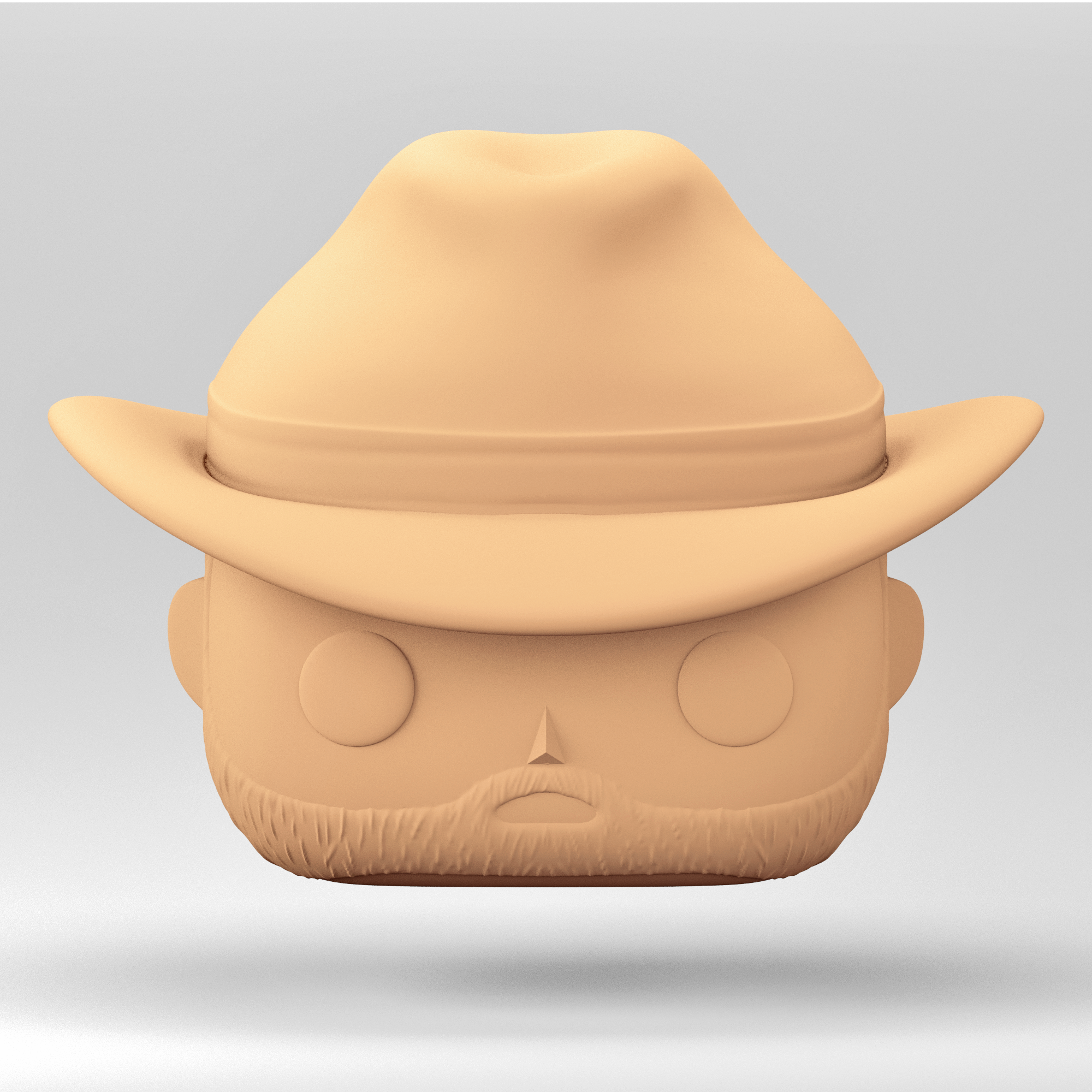 männlich kopf funko pop stil cowboy mh 5 6 kunst hut 3D print model - Mito3D