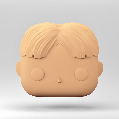 a male head in funko pop style middle hairstyles men mh 8-6 art straight parting haircut men 3d print model - Mito3D