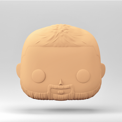 a male head in funko pop style short hair beard mh 2-18 art 3d print model - Mito3D