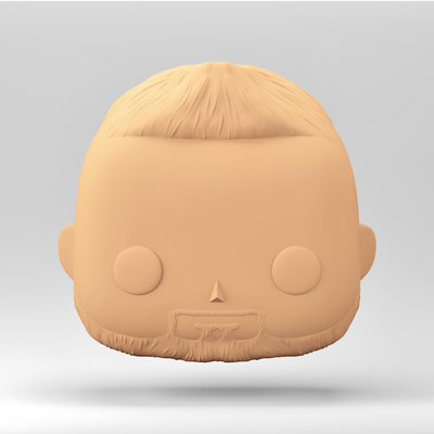 a male head in funko pop style short hair beard mh 2-19 art 3d print model - Mito3D