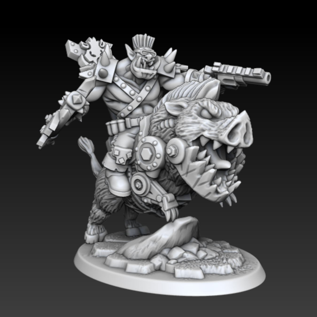 aaaarg cinghiale cavaliere gnocco presupposto gioco ork nob squig smasha cupo 3D print model - Mito3D