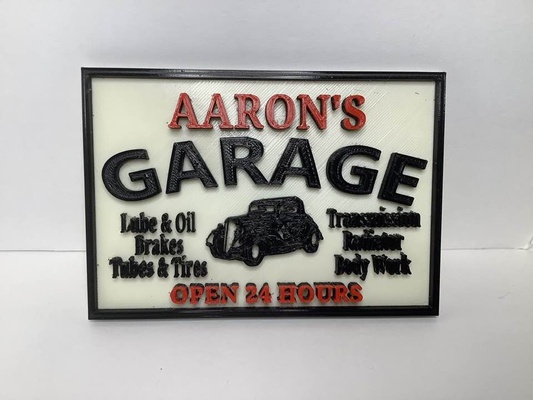 aaron garage zeichen bedienung werkstatt auto reparatur anzeige 3d print model - Mito3D