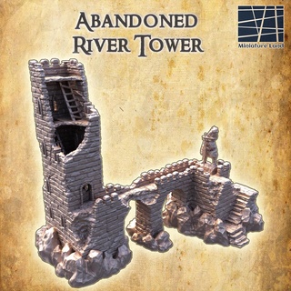 verlassen Fluss Turm 28 mm Tischplatte Terrain 3d print model - Mito3D