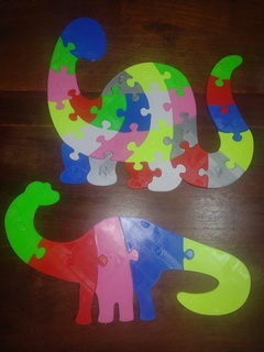 abc dinosaure puzzle Jeu puzzles alphabet voyelles couleurs enfants apprendre didactique assembler pièces 3d print model - Mito3D