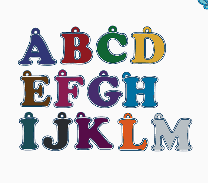 abcdario-alphabet keychains Jewelry keychain abc abcdario alphabet 3D print model - Mito3D