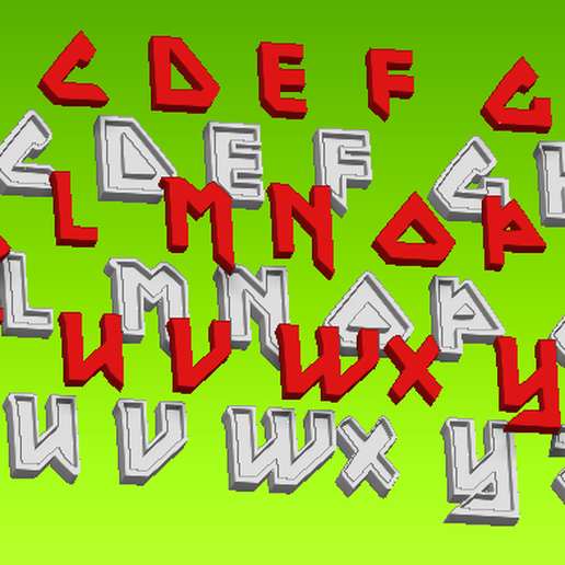 abecedario Demir bakire Kaya harfler alfabe 3D print model - Mito3D