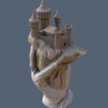 morada de la mano art castillo torre en miniatura edificio estructura tablero mesa fantasía 3d print model - Mito3D