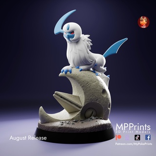 absol lunatone statue - presupported multimaterial Game pikachu charmander charizard halloween costume dragonite bulbasaur squirtle mewtwo mew gengar eevee umbreon 3d print model - Mito3D