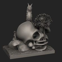 absolem effrayant alice pays des merveilles de la scène art le crâne narguilé madhatter lapin blanc crânes les champignons chenille sculpture 3d print model - Mito3D