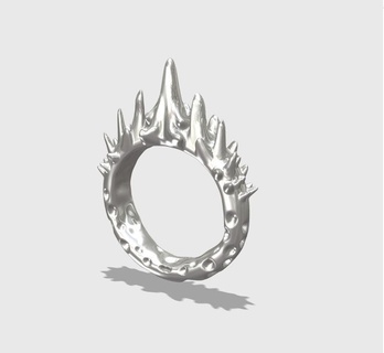 abstract spike ring size 10 alajaz devil fashion girl horns silver spikes women 3d print model - Mito3D
