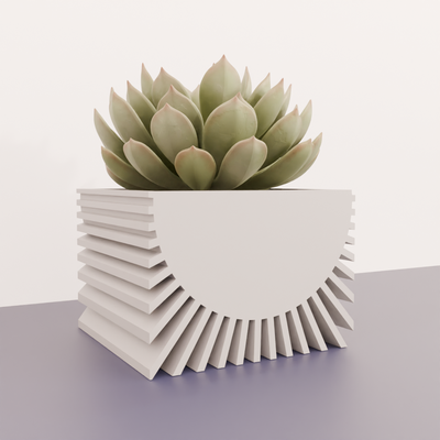 resumo sol plantador panela casa tag vaso planta decoração projeto geométrico tabela arte plantas escritório 3dprint 3d print model - Mito3D